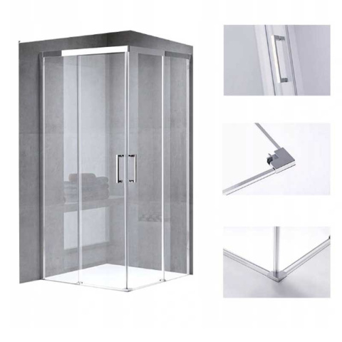 KABINA PRYSZNICOWA KWADRATOWA KZ90B CHROM 90x90 CM - sklep Hydrosan.eu